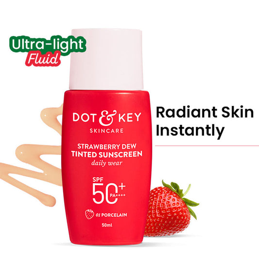 Dot & Key Strawberry Dew Tinted Sunscreen SPF 50+ PA++++ With Niacinamide - 01 Porcelain