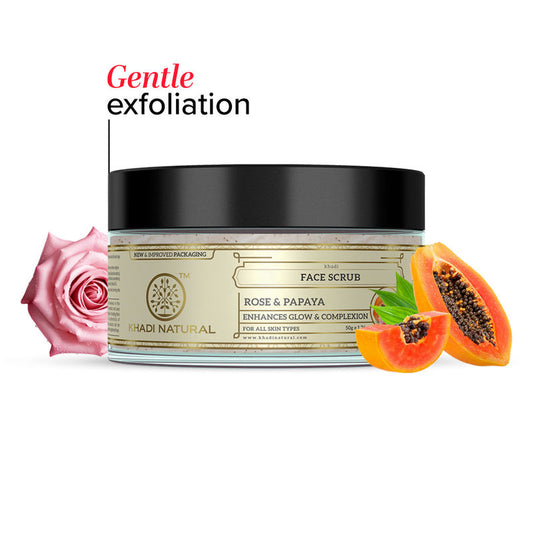 Khadi Natural Face Scrub with Rose & Papaya for That Everyday Glow