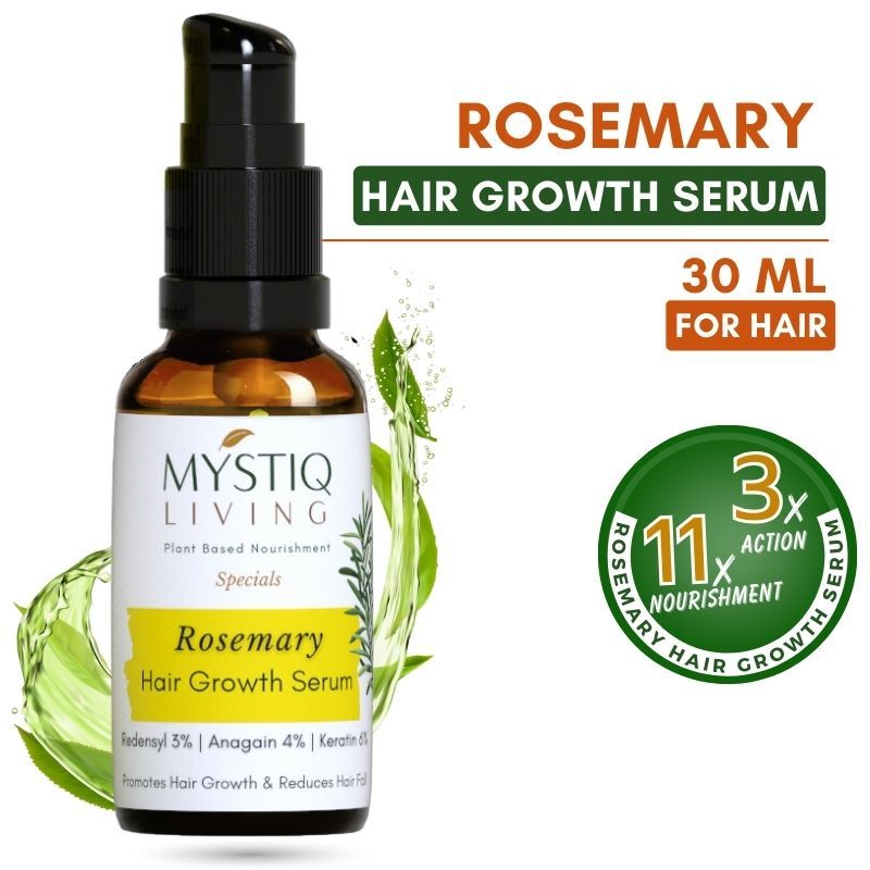 Mystiq Living Hair Growth Serum For Scalp, Advanced Rosemary Serum Redensyl Anagain Keratin - Women