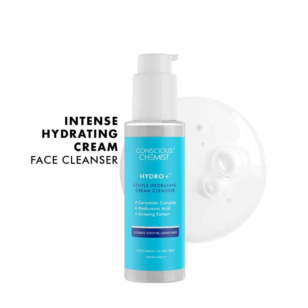 Conscious Chemist Hydro+ Gentle Face Wash for Dry Skin | 100 ml | Hydrating Cleanser for Face with Hyaluronic Acid, Ceramides and Ginseng Extract, Treats Dull and Dehydrated Skin for Women & Men