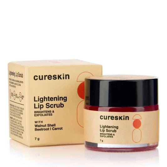 Cureskin Lightening Lip Scrub for Men and Women | Exfoliate & Brighten with Walnut Shell Powder, Beetroot & Squalane | Lip Scrub for Dark Lips to Lighten Pink (7 gm)