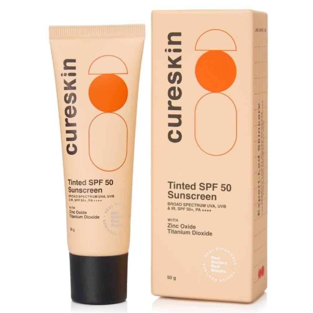 Cureskin Mineral Sunscreen Matte Finish Tinted SPF 50 PA++++ | Broad Spectrum Sun (UVA/UVB/IR) Protection with Titanium Dioxide, 50 gm (Pack of 1)