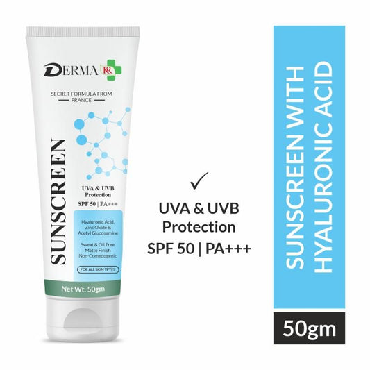 DERMA KR Hyaluronic Face Sunscreen Cream Hyaluglow Sun Shield SPF 50 PA++++
