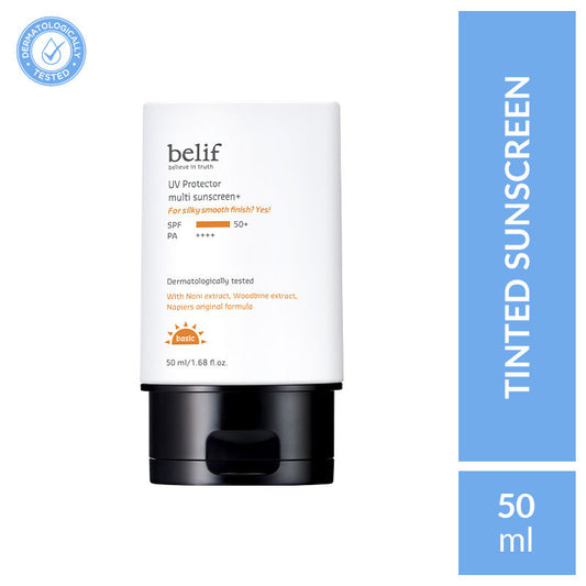 belif Uv Protector Korean Vegan Tinted Mineral Face Sunscreen SPF 50+ For Tone Up With Matte Finish