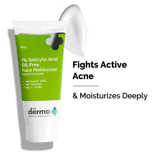 The Derma Co 1% Salicylic Acid Oil-free Moisturizer for Face With Oat Extract For Active Acne