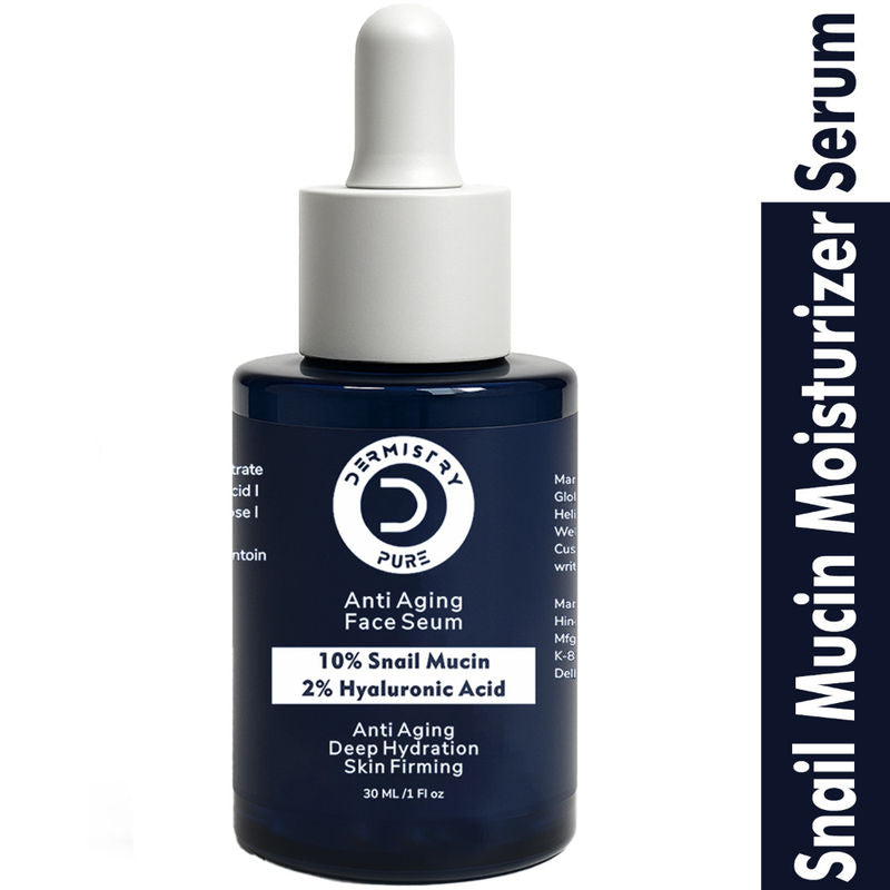 DERMISTRY 10% Snail Mucin Peptide Anti Ageing Day Night Face Serum for Aging Skin Firming Tightening