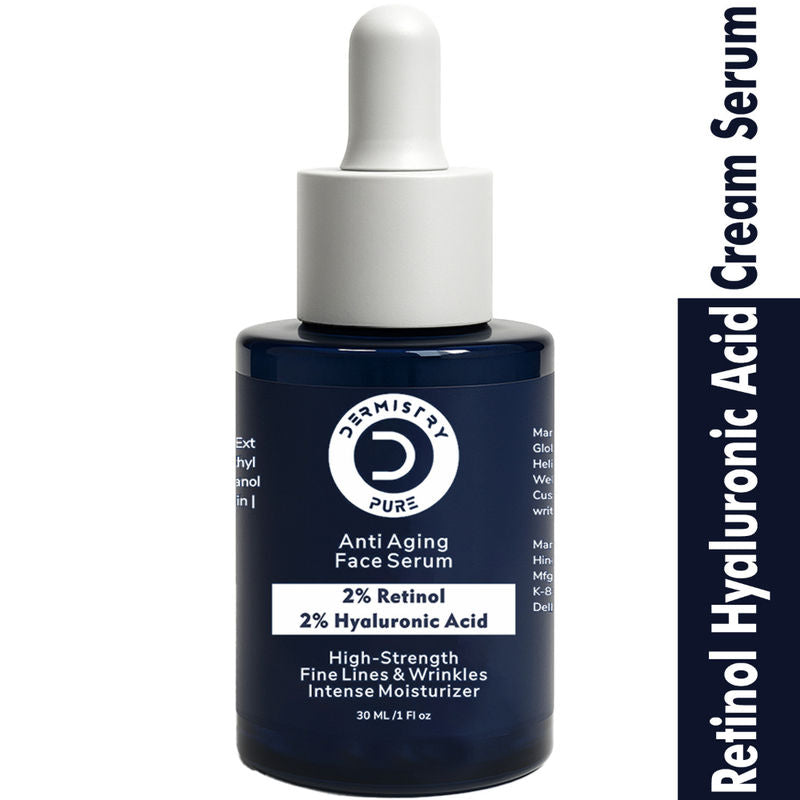 DERMISTRY 2% Retinol Hyaluronic Anti Aging Night Face Cream Serum for Ageing Dark Circles & Wrinkles