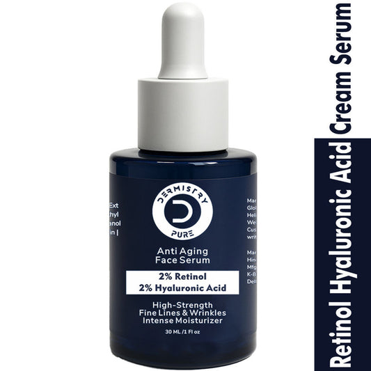 DERMISTRY 2% Retinol Hyaluronic Anti Aging Night Face Cream Serum for Ageing Dark Circles & Wrinkles