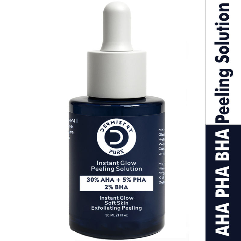 DERMISTRY 30% AHA 5% PHA 2% BHA Peeling Solution Face Serum For Exfoliating Dark Spots Glowing Skin