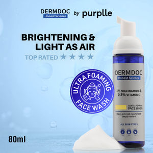 DERMDOC 1% Niacinamide & 0.5% Vitamin C Foaming Face Wash for Glowing Skin (80 ml)