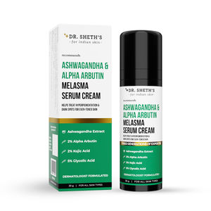 Dr. Sheth's ASHWAGANDHA & ALPHA ARBUTIN MELASMA SERUM CREAM - 30 gm | Helps Treat Hyperpigmentation & Dark Spots For Even-Toned Skin