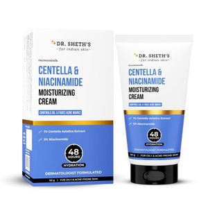Dr Sheth's Centella and Niacinamide Moisturizing Cream, for oily to Acne-prone skin | 50 gm