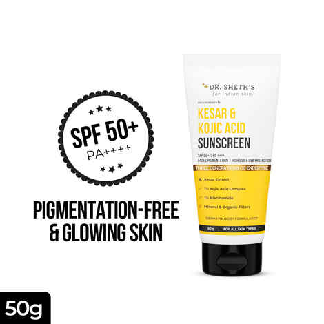 Dr. Sheth's Kesar & Kojic Acid Sunscreen | Spf 50+ Pa++++ | 50 gm