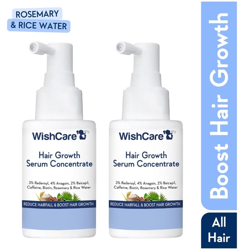 Wishcare Hair Growth Serum Concentrate Duo - Redensyl, Rosemary, Anagain, Caffeine, Keratin & Rice Water