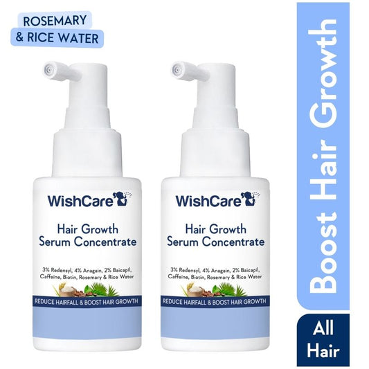 Wishcare Hair Growth Serum Concentrate Duo - Redensyl, Rosemary, Anagain, Caffeine, Keratin & Rice Water