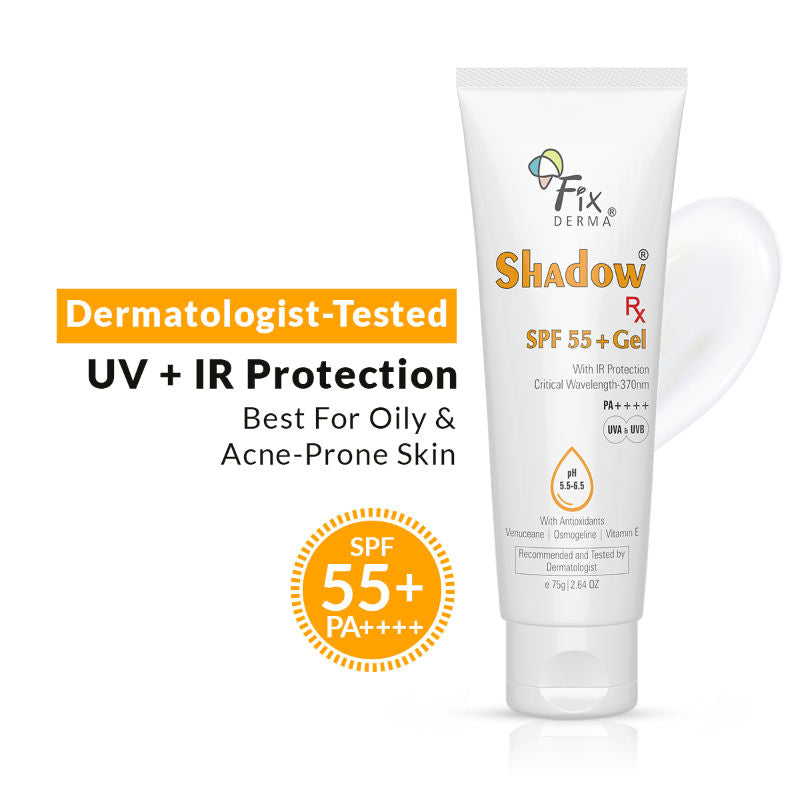 Fixderma Shadow Rx Sunscreen SPF 55+ Gel For Oily Skin Acne Prone