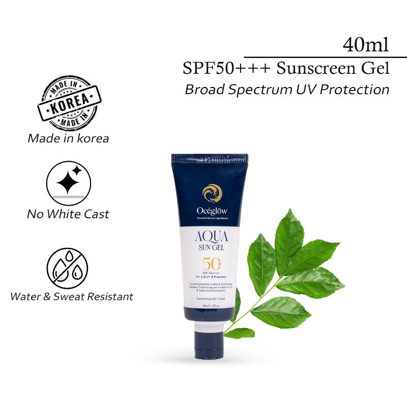 Oceglow SPF50 PA+++ Aqua Sunscreen Gel Red With Red Algae Anti Acne Sunscreen For Dry And Oily Skin