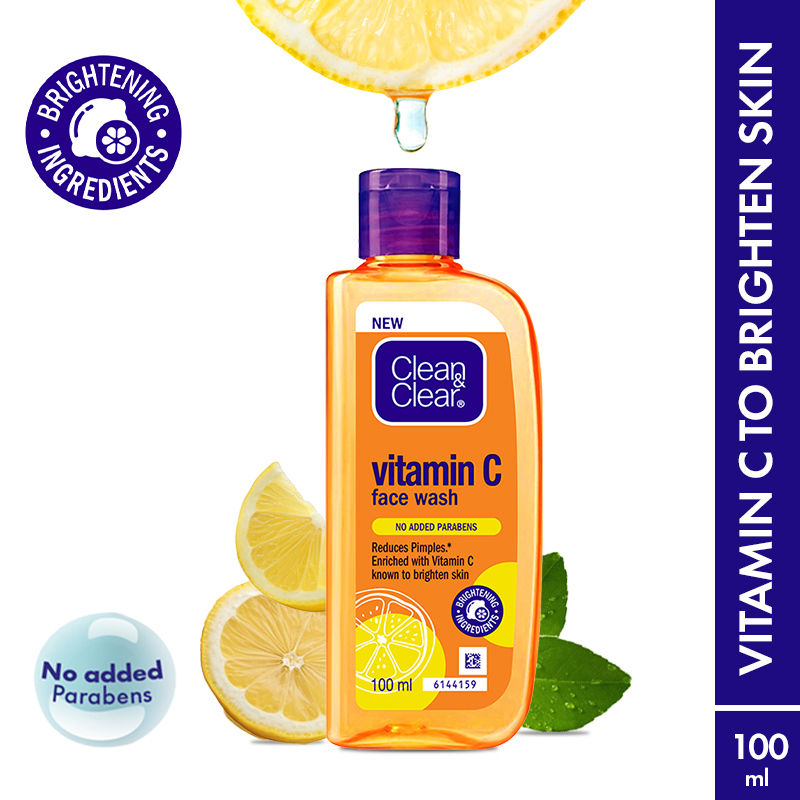 Clean & Clear Vitamin C Face Wash - Gentle Brightening & Hydrating Cleanser Reduces Acne In 7 Days