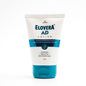 Elovera AD Moisturising Lotion 100 ml | For Dry Skin | with Ceramides & Probiotic| Nourishes and Restores Skin Barrier | Dermatologically Tested | Hypoallergenic