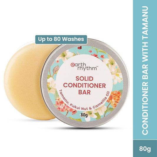 Earth Rhythm Tamanu, Kukui Nut & Camellia Oil Solid Conditioner Bar Tin, Hydrates Scalp