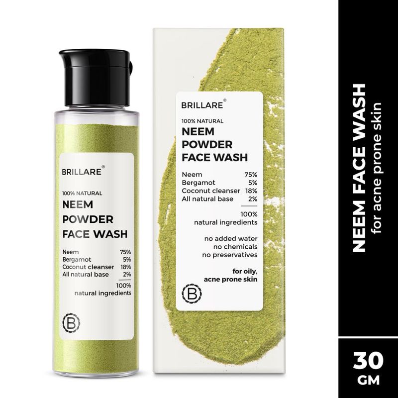 Brillare Neem Powder Face Wash For Clear, Purified, Acne Prone Skin