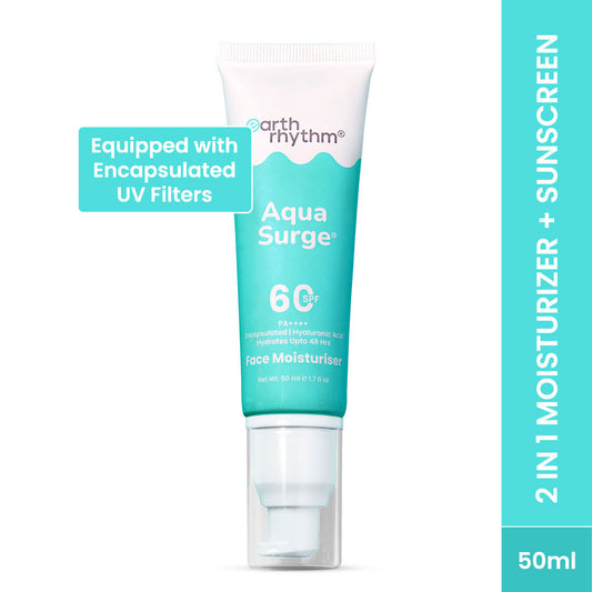 Earth Rhythm Aqua Surge 2-in-1 Serum Sunscreen & Face Moisturizer With SPF 60++++, Hyaluronic Acid (50ML)