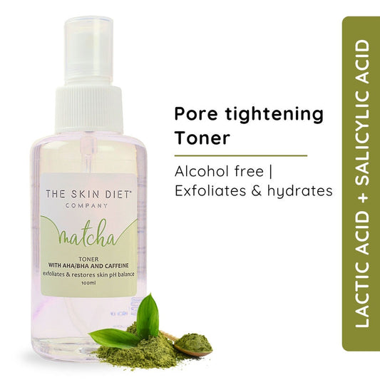 The Skin Diet Company Matcha Green Tea Toner Hydrates, Clarifies Pores, Alcohol-Free, For Oily Skin