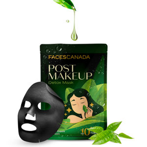 FACES CANADA Post-Makeup Detox Sheet Mask, 25 gm | Gentle Exfoliating Face Sheet Mask For All Skin Types | Rejuvenates Skin | Non-Drying | Matcha Green Tea Leaf Extract & Hyaluronic Acid