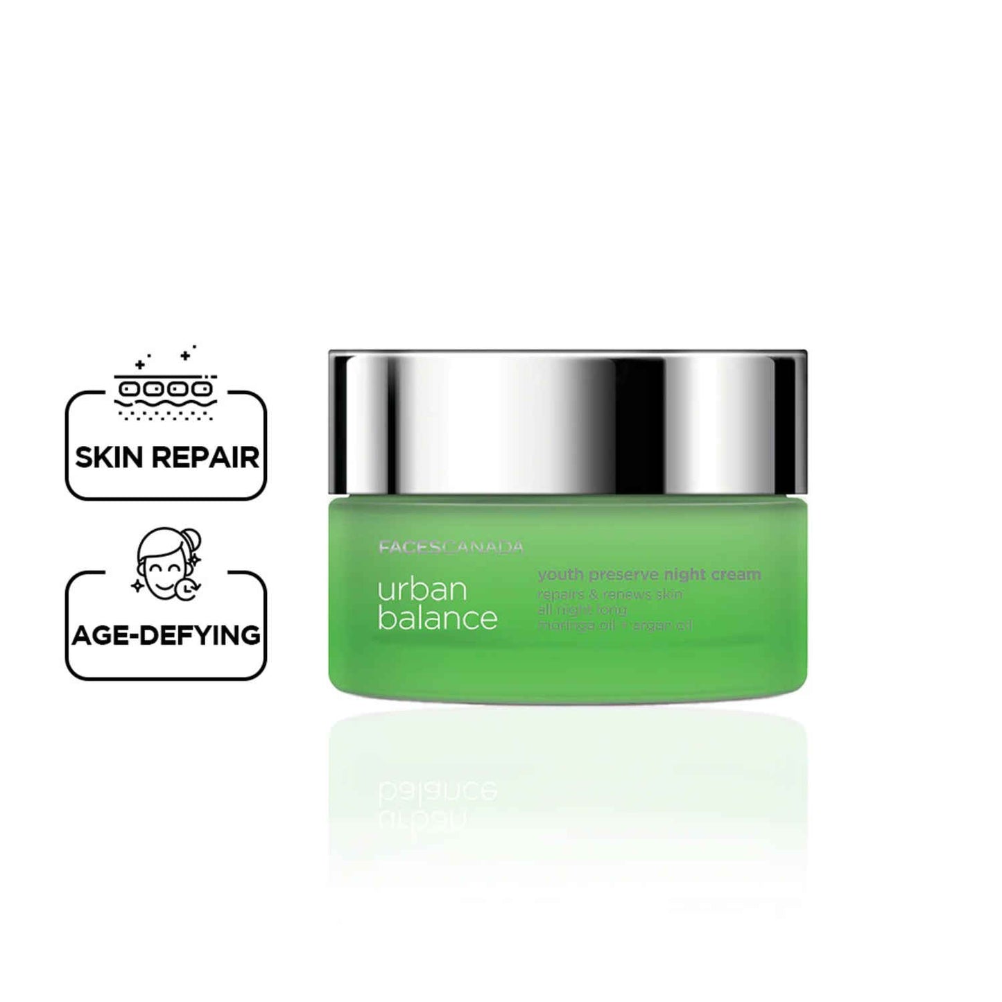 FACES CANADA Urban Balance Youth Preserve Night Cream (50 gm) | For All Skin Types | Gentle on Skin | Paraben Free | Sulphate Free