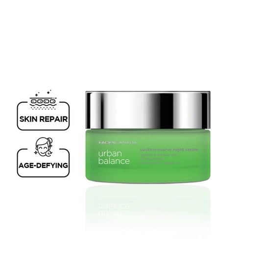 FACES CANADA Urban Balance Youth Preserve Night Cream (50 gm) | For All Skin Types | Gentle on Skin | Paraben Free | Sulphate Free