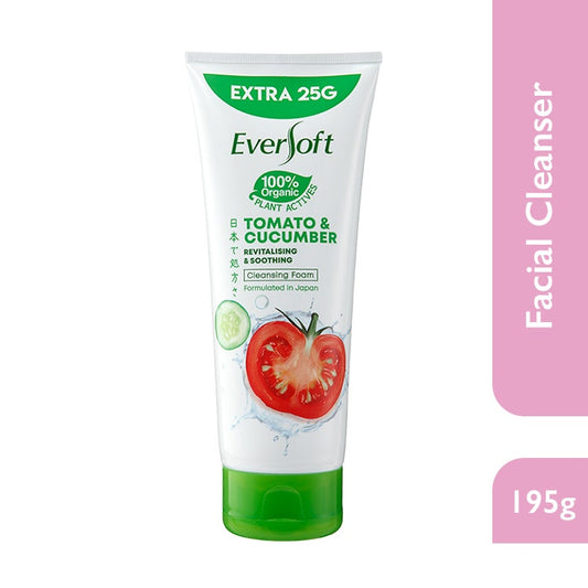 Eversoft Tomato & Cucumber (Revitalising & Soothing) Cleansing Foam 170G (Extra 25G)