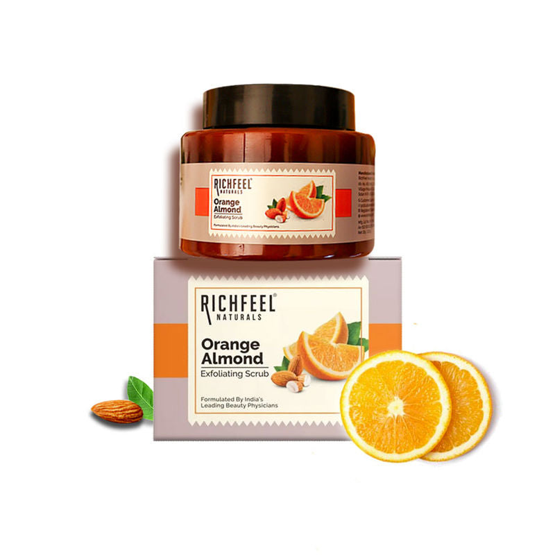 Richfeel Orange Almond Scrub - Brightening, Revitalizing, Gentle Exfoliation for All Skin Type