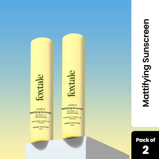Foxtale - (Pack of 2) Niacinamide Matte Sunscreen SPF 70+ PA++++, No White Cast, Non Greasy, Anti-Tan Formula, Men & Women, 50 ml