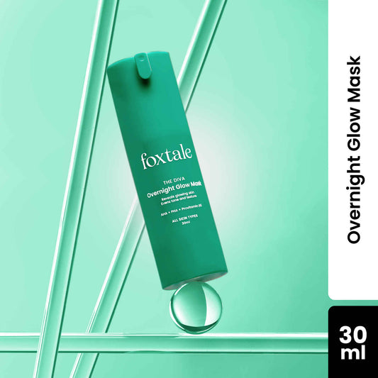 Foxtale The Diva Over Night Glow Mask | with AHA, PHA & Provitamin B5 | for All Skin Types - 30 ml