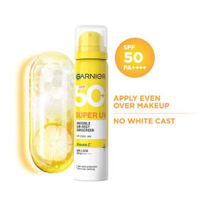 Garnier SuperUV Invisible Air Mist Sunscreen SPF 50 PA++++ UVA/B for Broad Spectrum | Application over Makeup Sunscreen Spray | No White Cast | For All Skin Types | Lightweight | For Men & Women 75 ml