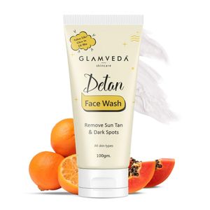 Glamveda Detan Face Wash | Gel To Foam Cleanser | Clears Tanning & Pi gmentation | Works on Pi gmentation & Dark Spots | 100 gm