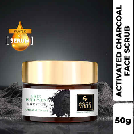 Good Vibes Activated Charcoal Skin Purifying Face Scrub With Power Of Serum (50 gm)