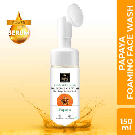Good Vibes Papaya Skin Clearing Foaming Face Wash with Deep Cleansing Brush (150 ml)