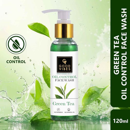Good Vibes Oil Control Green Tea Face Wash | Prevents Acne Skin Purifying (120 ml)