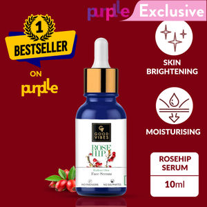 Good Vibes Rosehip Radiant Glow Face Serum | Light, Non-Sticky, Brightening | With Vitamin E | No Parabens, No Sulphates, No Animal Testing (10 ml)