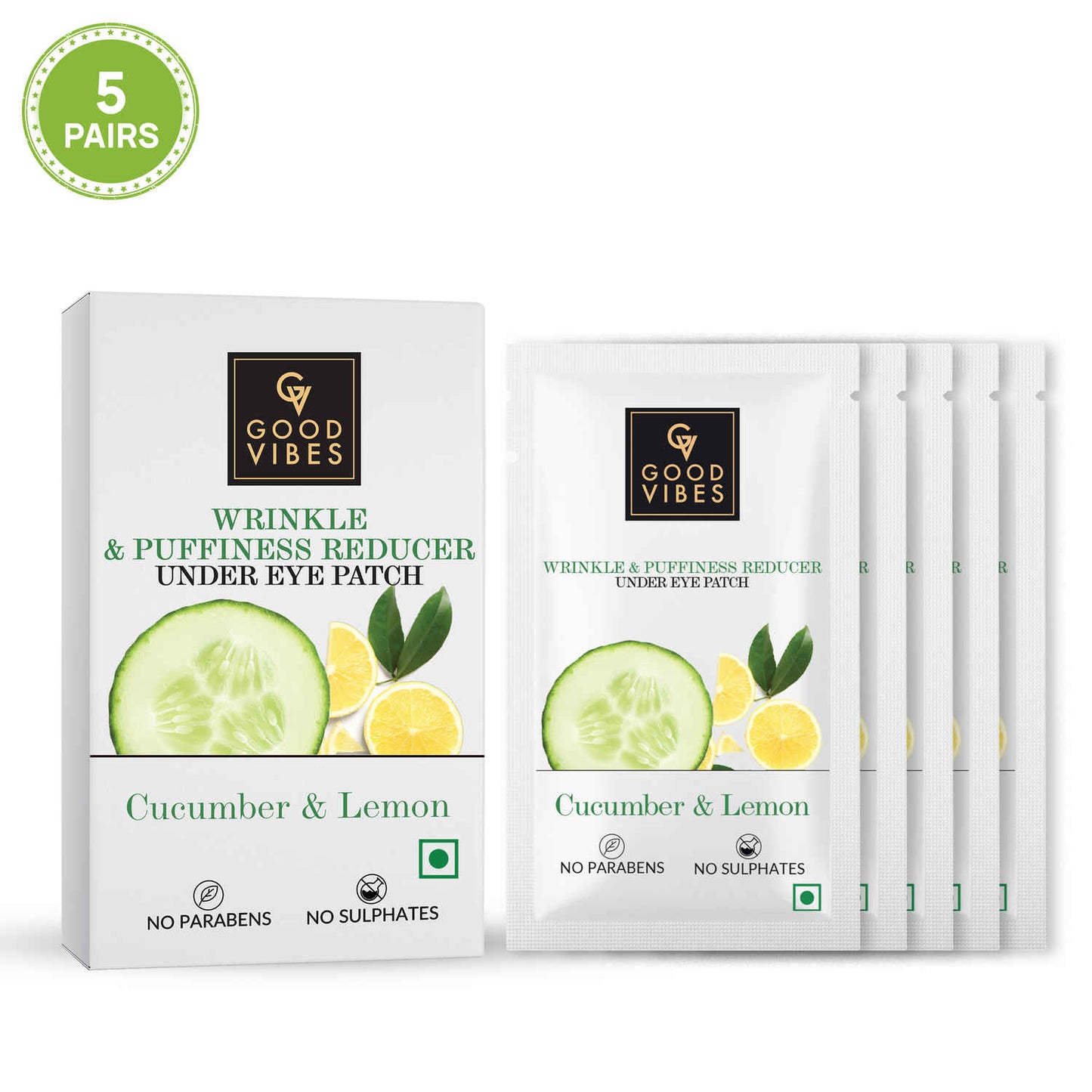 Good Vibes Cucumber & Lemon Wrinkle & Puffiness Reduction Under Eye Patch | Lightening | Vegan, No Parabens, No Sulphates, No Mineral Oil (20 ml)