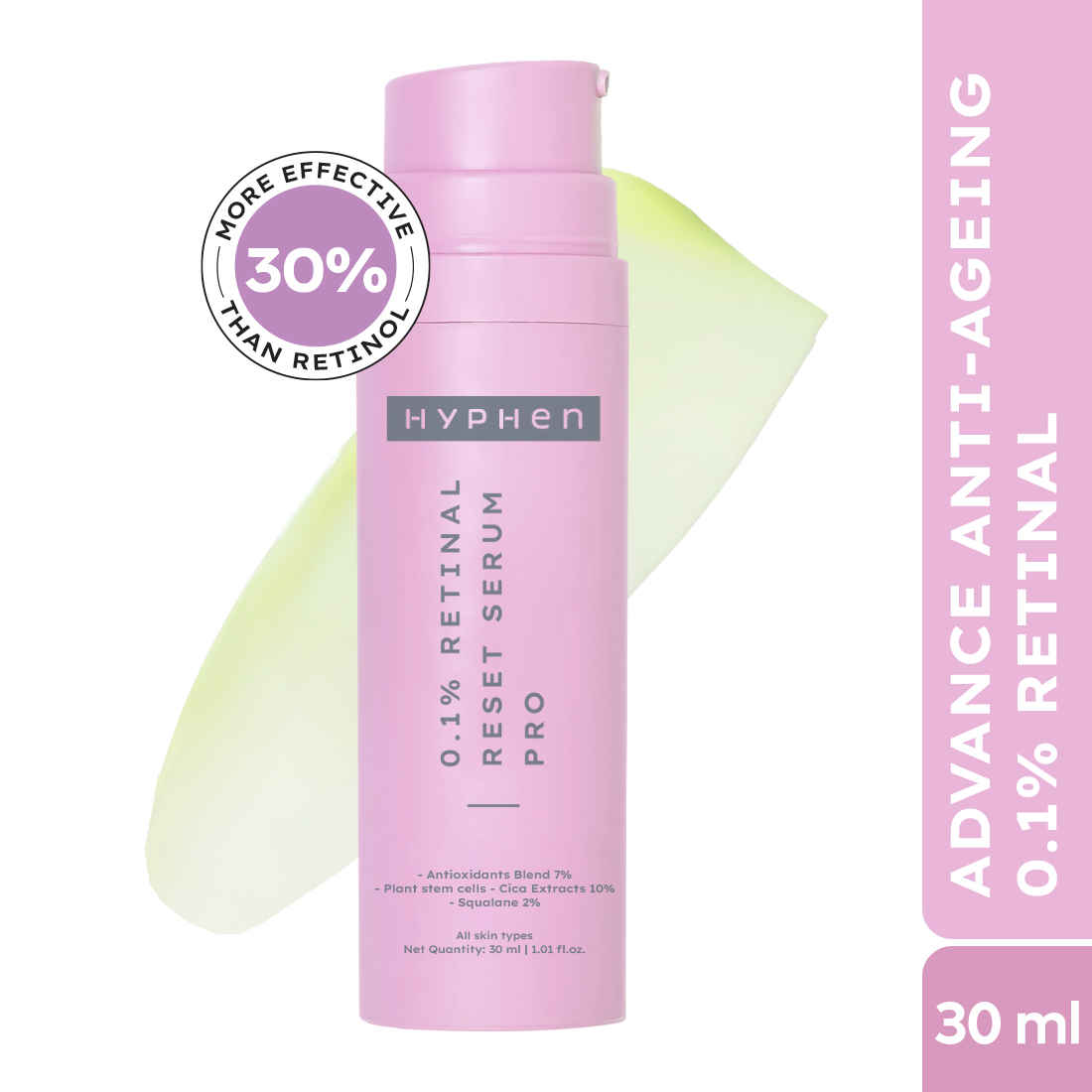 Hyphen 0.1% Retinal Reset Serum Pro | Advanced Anti Ageing Face Serum | Reduces Fine Lines & Wrinkles | 30% More Effective than Retinol Serum | 30 ml