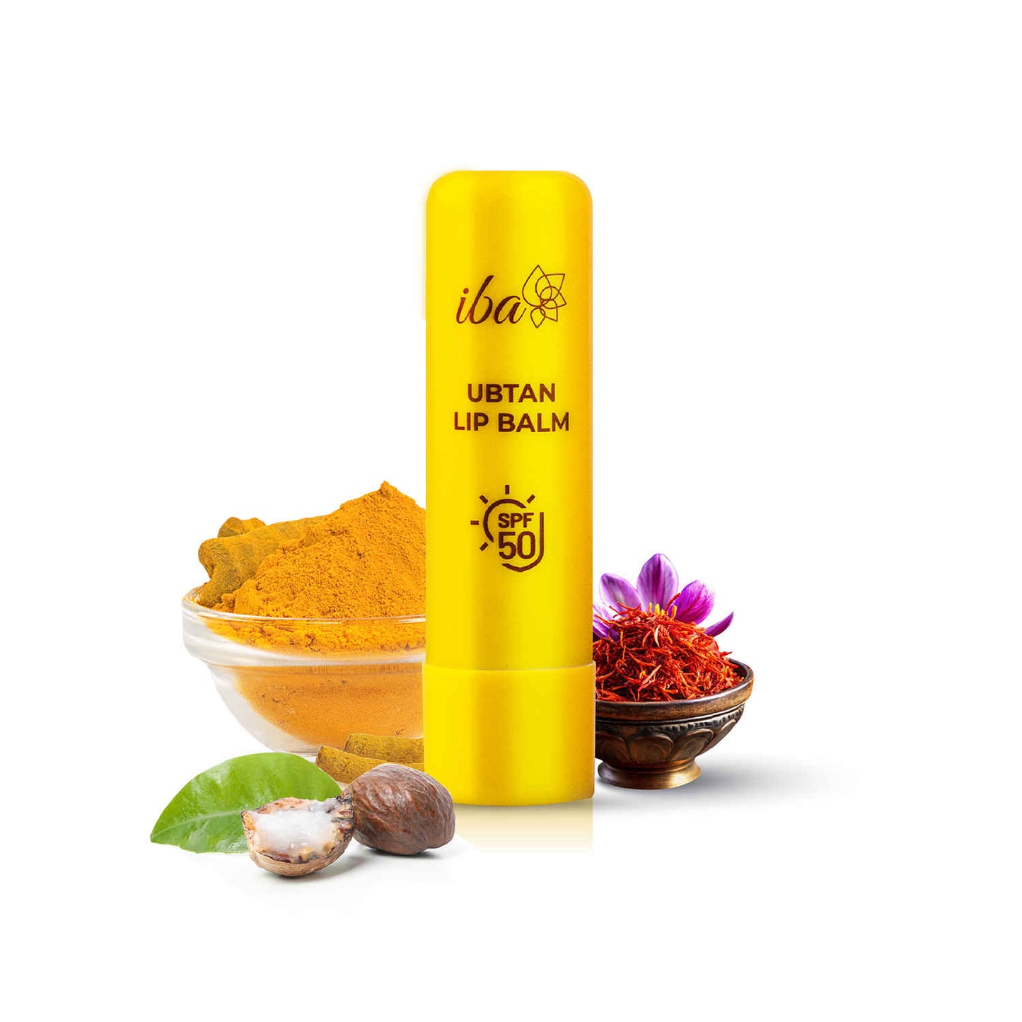Iba Ubtan Lip Balm SPF 50 for Women | Repairs Damaged Lip | Non-Sticky | Lightweight | Pigmentation & Sun Damage Sun Protector UVA & UVB | 4.5 gm