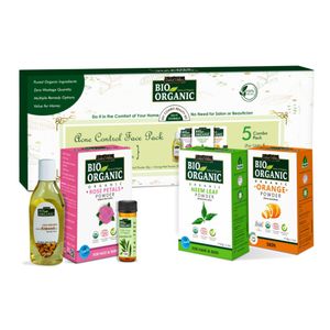 Indus Valley Bio Organic Acne Control Face Pack DIY Kit 30 gm+30 gm+30 gm+25 ml+5 ml