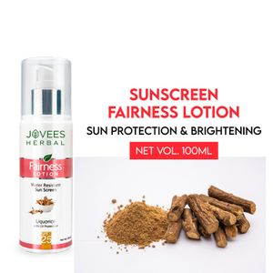 Jovees Herbal Sunscreen Fairness Lotion SPF 25 | For Women/Men | UV Protection, Water Resistant, Brightening and Moisturizing Lotion | Paraben and Alcohol Free | 100ML