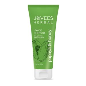 Jovees Herbal Papaya & honey Face Scrub | With Honey, Neem & Chamomile Extract | For Normal to Dry Skin | Gently Removes Dead Skin | Improves Uneven Skin Tone | Paraben And Alcohol Free | 100 gm