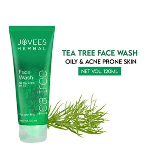 Jovees Herbal Tea Tree Oil Control Face Wash For Women/Men | Treats Acne & Pimples | Clean and Clear skin | For Oily and Sensitive Skin | Paraben and Alcohol Free | 120 ml
