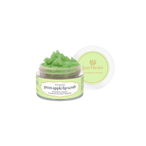 Just Herbs Ayurvedic & Vegan Green Apple Lip Scrub for Chapped, Pigmented & Dark lips, 15 gm