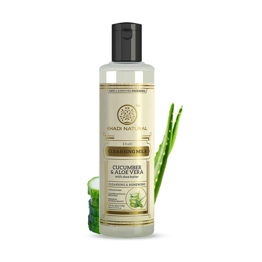 Khadi Natural Cucumber Aloe Vera Herbal Cleansing Milk| Cleanses & Hydrates Skin - (210 ml)