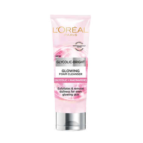 L'Oreal Paris Innovation Glycolic- Bright Glowing Daily Cleanser Foam, 100 ml | Glycolic acid, Exfoliates and Removes Dullness for even glowing skin